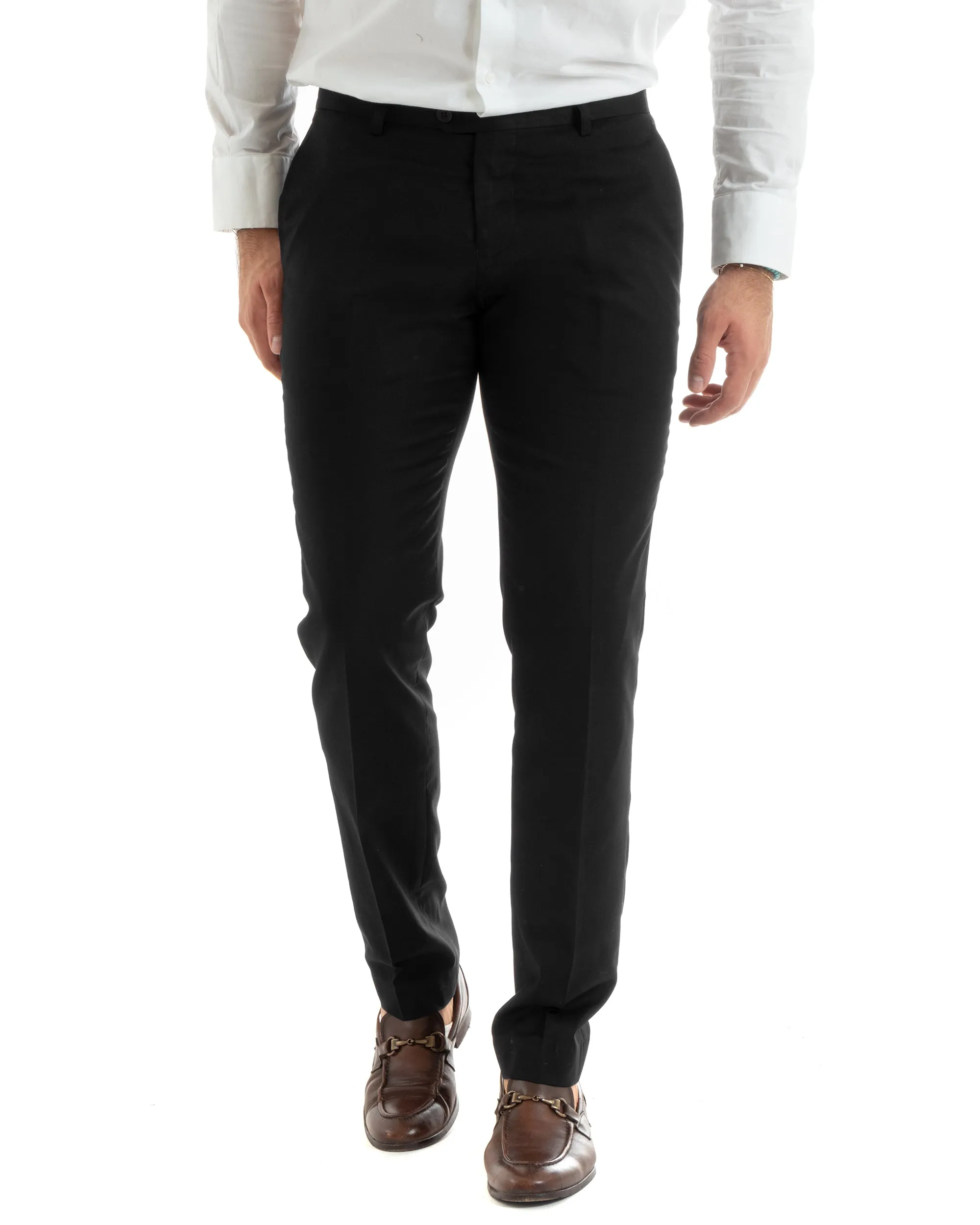 Abito Uomo Monopetto Vestito Completo Giacca Pantaloni Nero Elegante Casual GIOSAL-OU2431A