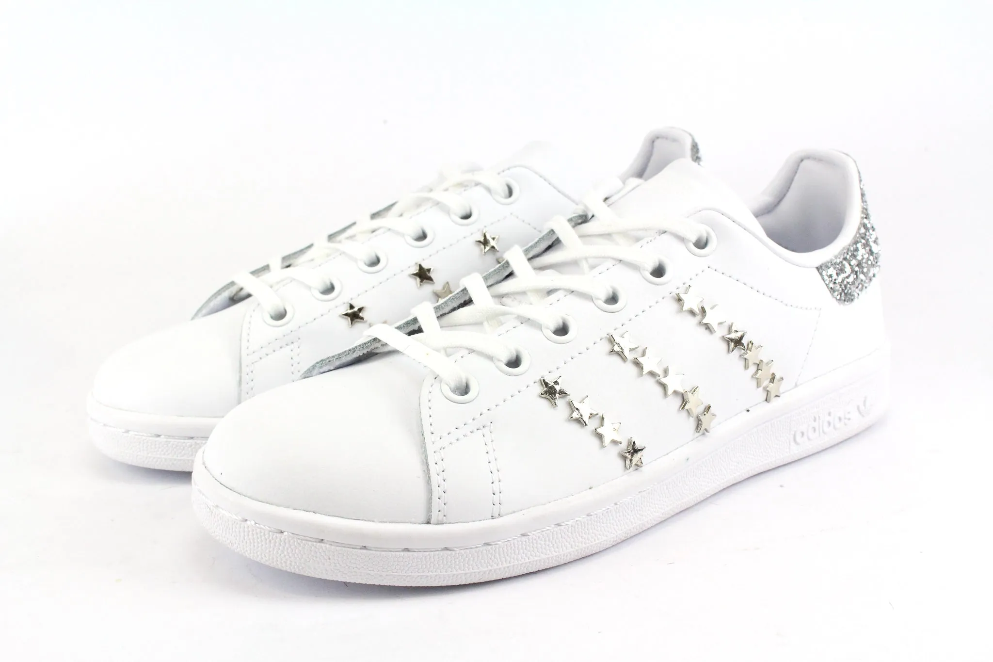 Adidas Stan Smith J Silver Glitter & Borchie Stelline