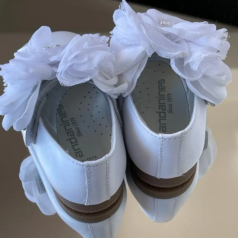 ANDANINES Ballerine eleganti  laminado bianco con fiore e plantare anatomico