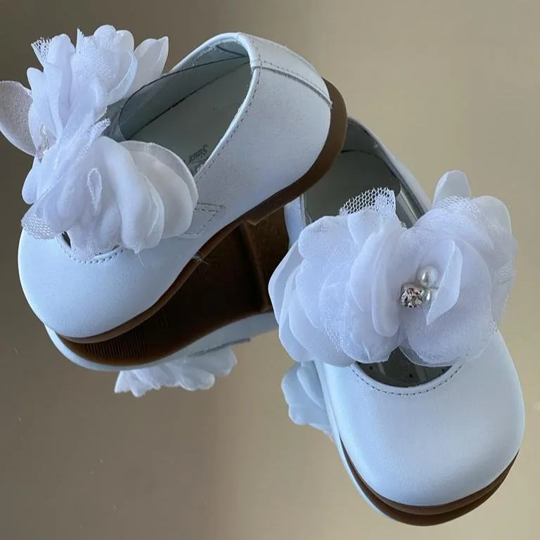 ANDANINES Ballerine eleganti  laminado bianco con fiore e plantare anatomico