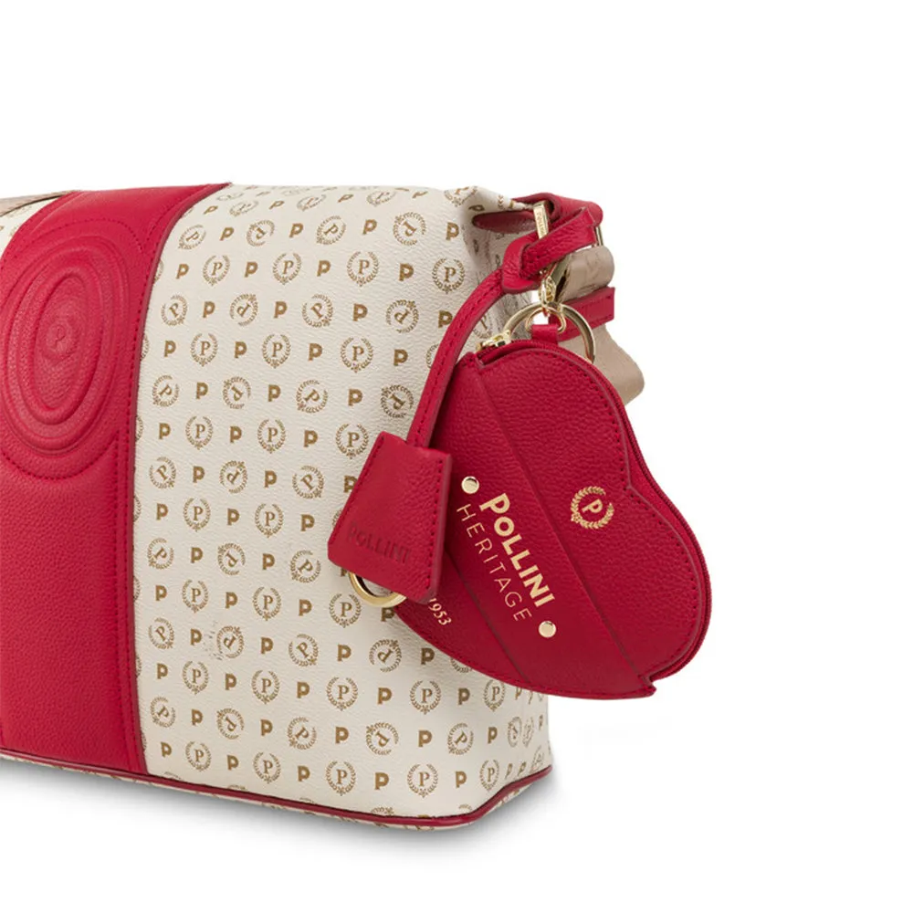 Borsa Donna a Spalla a Tracolla POLLINI Linea Heritage 70th Anniversary Avorio e Rosso