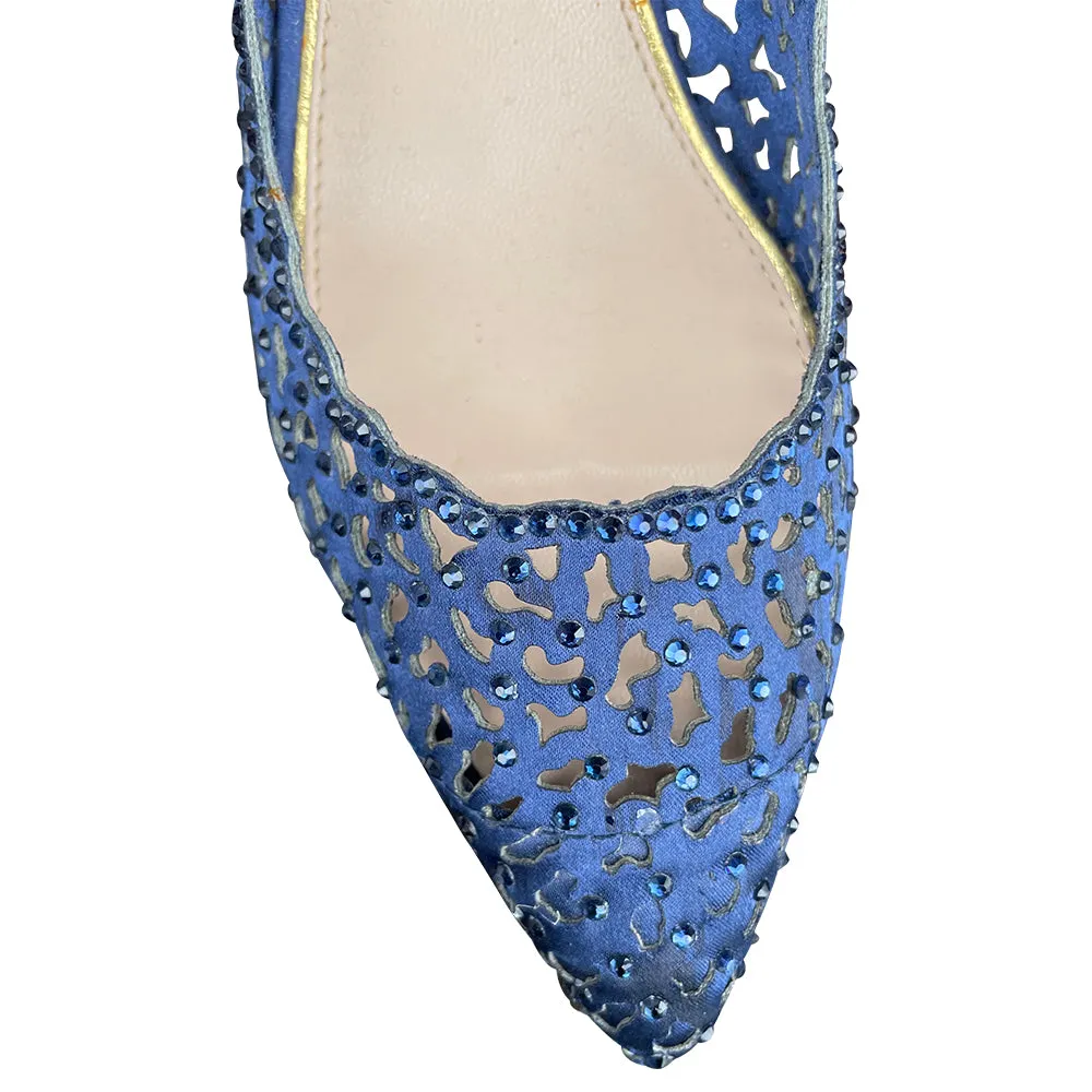 Jewel Navy Crystal Sling Back