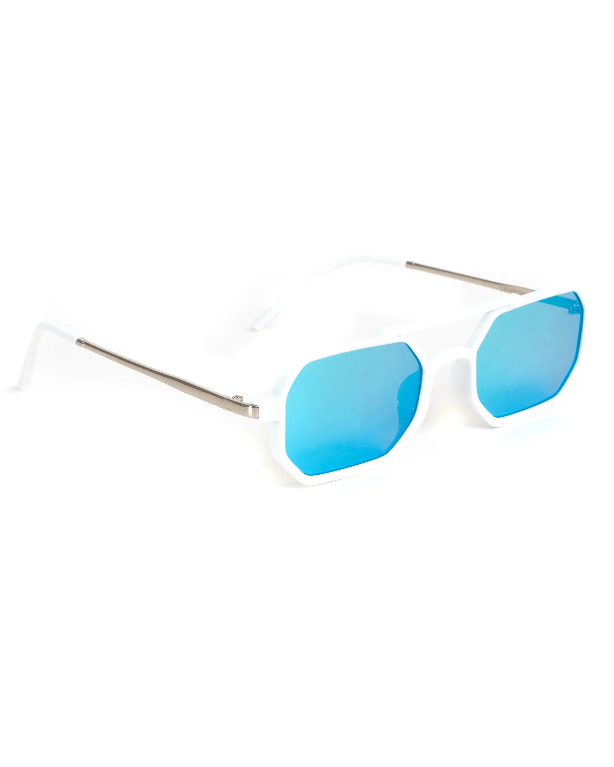 Occhiali da Sole Ottagonali Casual Sunglasses Uomo Donna Unisex Bianco GIOSAL-OC1076A