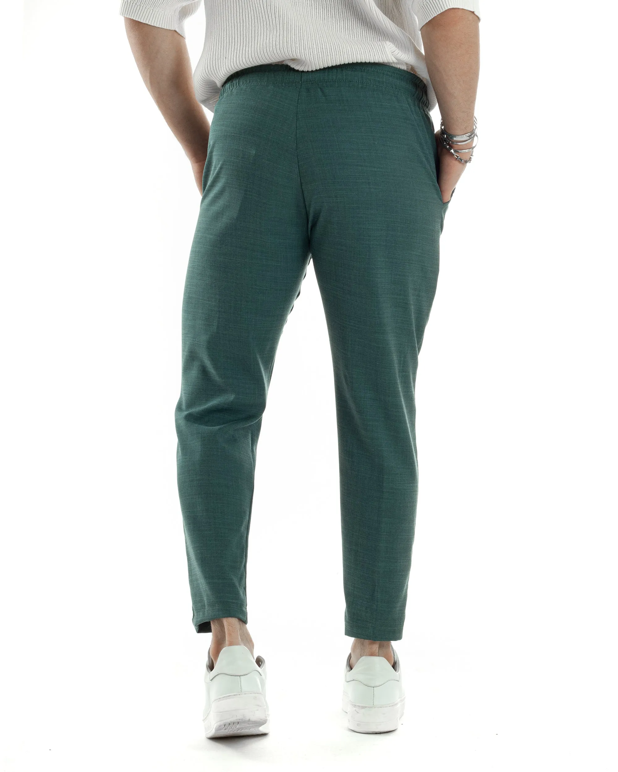 Pantaloni Uomo Pantalaccio Jogger Morbido Viscosa Petrolio Coulisse Elastico In Vita GIOSAL-P6040A