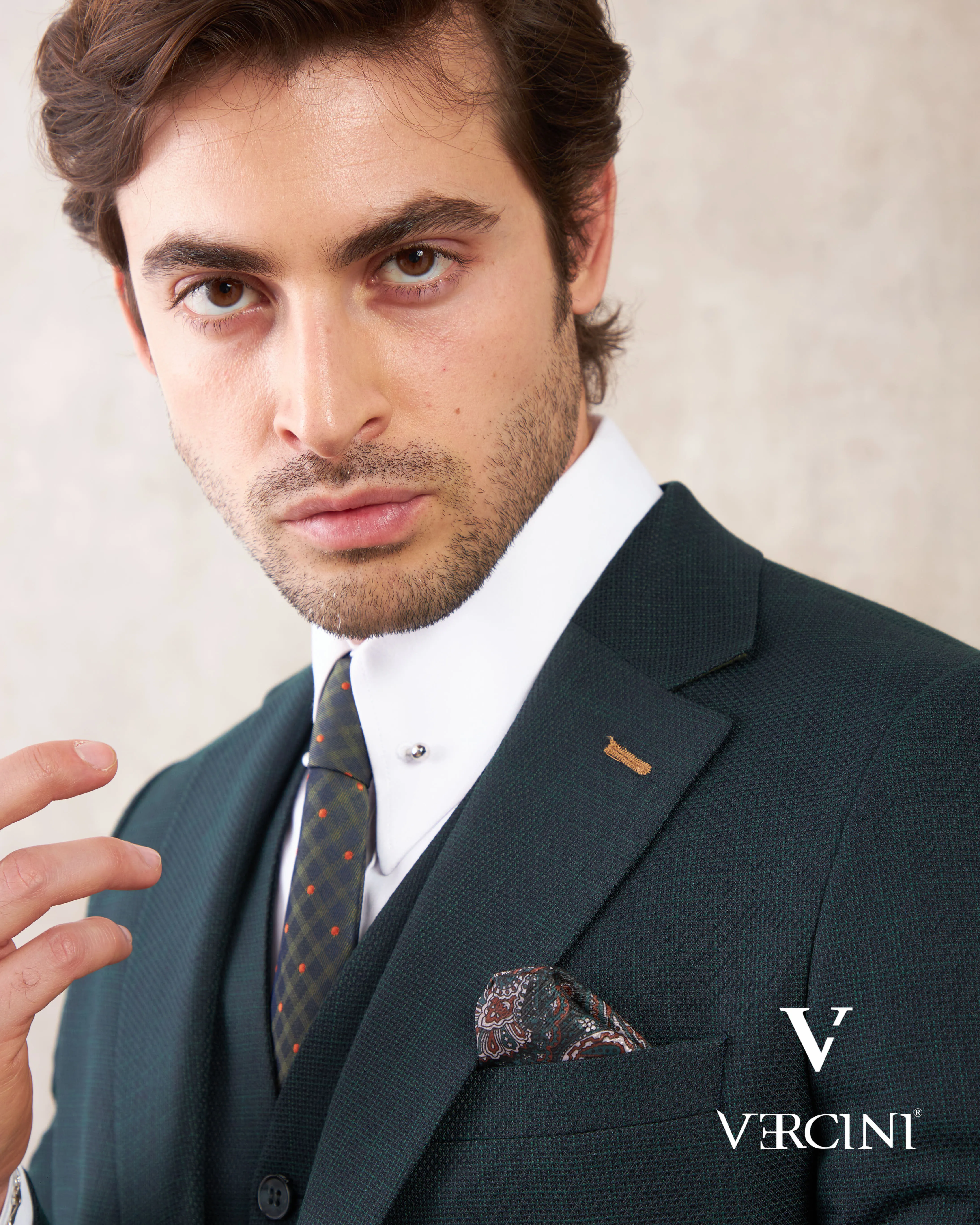 Vercini Verdant Vogue Three-Piece Men's Suit