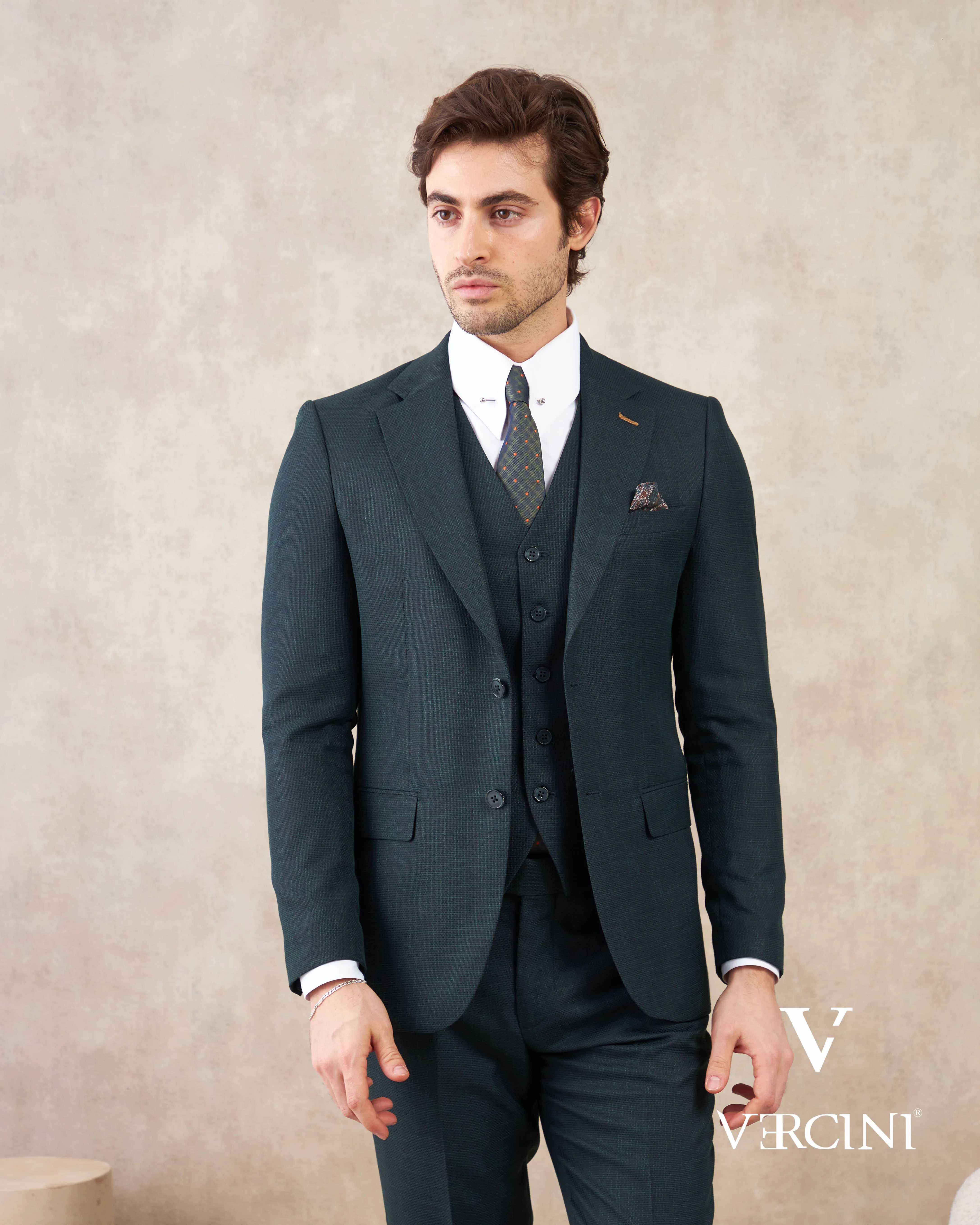 Vercini Verdant Vogue Three-Piece Men's Suit